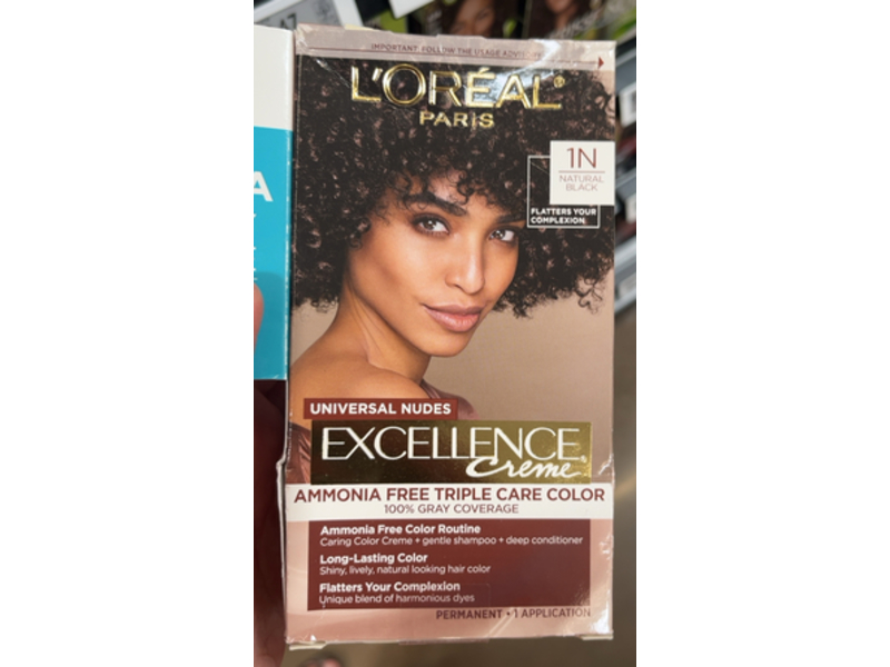 L’Oreal Paris Excellence Universal Nudes Permanent Hair Color, 1N Natural Black, 1 Application