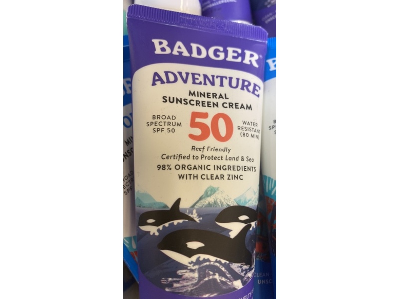 Badger Adventure Mineral Sunscreen Cream , SPF 50, 2.9 fl oz/87 mL