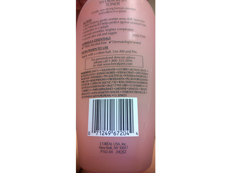 L'Oreal Paris Hydra Fresh Toner, 8.5 fl oz/251 mL, Pack Of 3