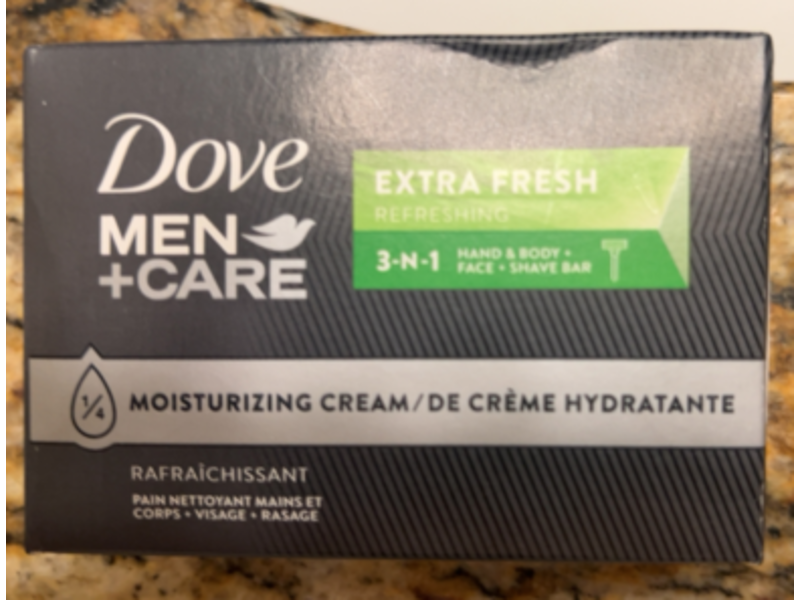 Dove Men + Care Extra Fresh 3 In 1 Hand & Body + Face + Shave Bar, 3.75 oz/106 g, Pack Of 2