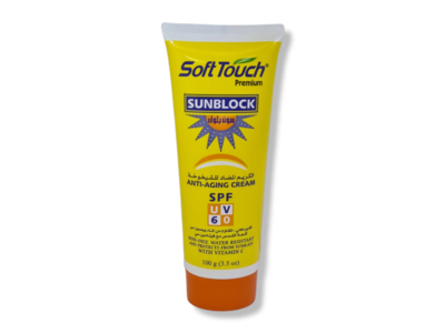 Soft Touch Sunblock & Brightening Cream, SPF 60, 3.52 fl oz/100 g