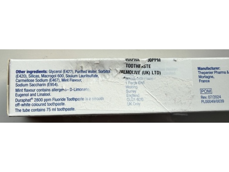 Colgate Duraphat 2800ppm Fluoride Toothpaste, 75 mL