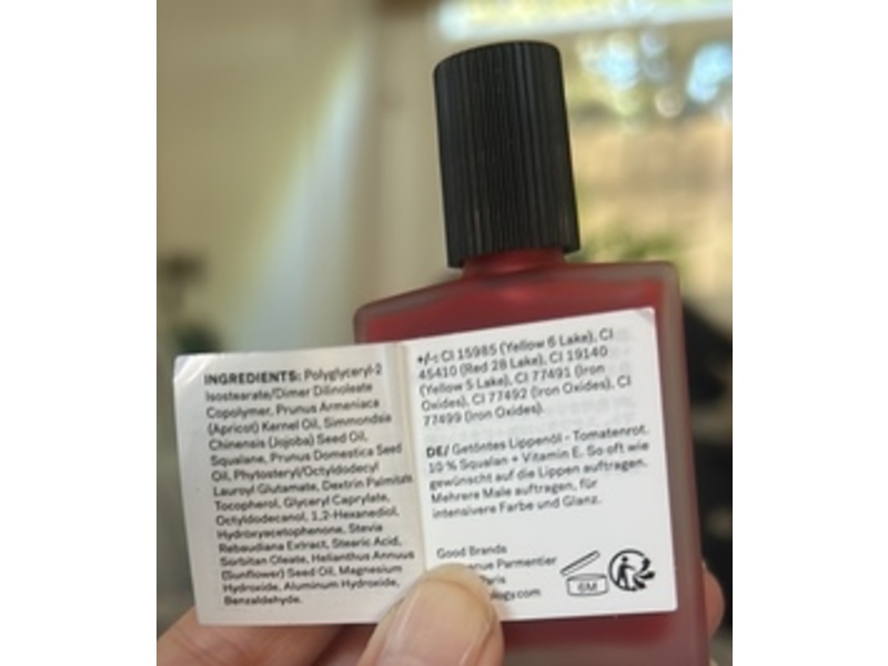 Typology T40 Red Lip Oil, Rouge Tomato, Squalane 10% + Vitamin E, 15 mL