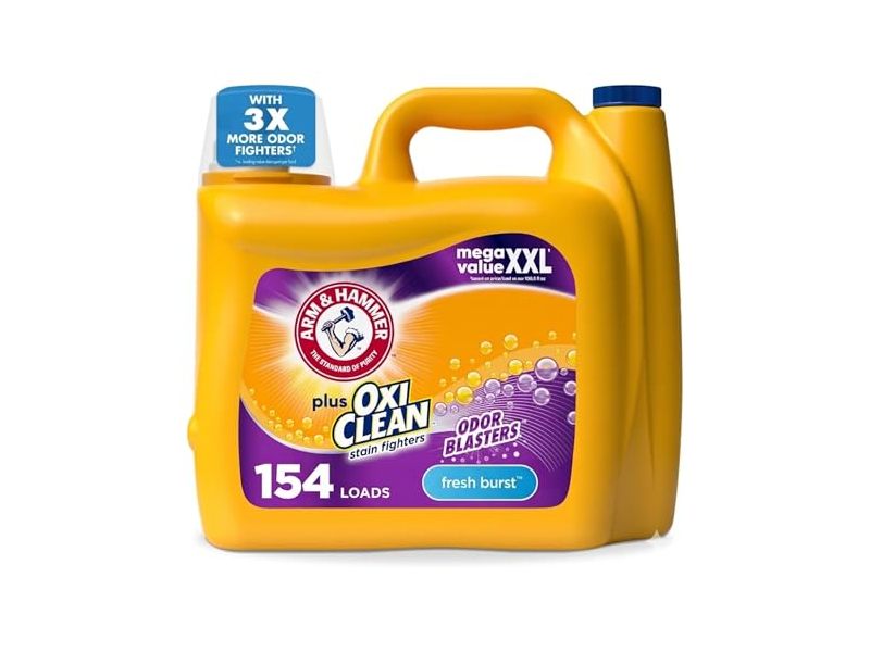 Arm & Hammer Plus OxiClean Odor Blasters Liquid Laundry Detergent, Fresh Burst, 154 Loads, 200.2 oz/5.92 L