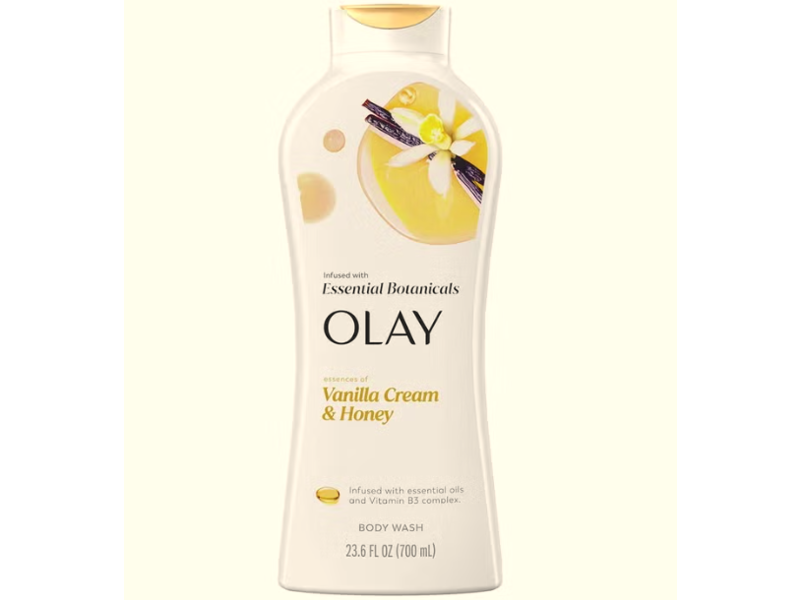 Olay Essential Botanicals Body Wash, Vanilla Cream & Honey, 23.6 fl oz/700 mL
