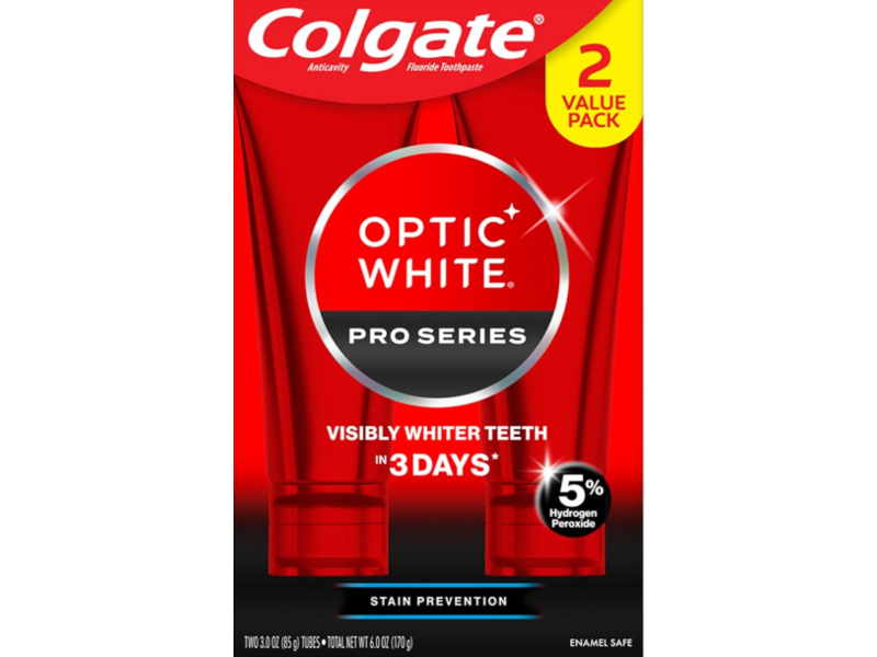 Colgate Optic White Fluoride Toothpaste, 6 oz/170 g, Pack Of 2