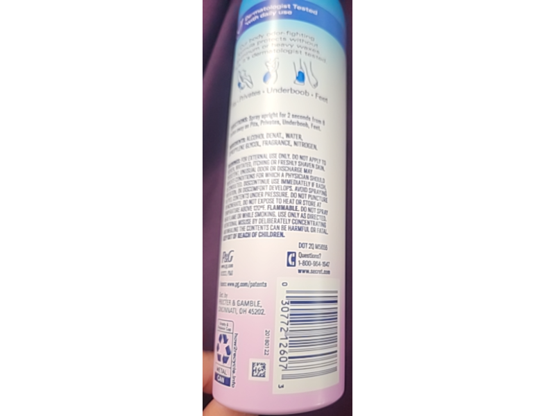 Secret Whole Body Deodorant, Fresh Lilac & Waterlily, 3.5 oz/99 g