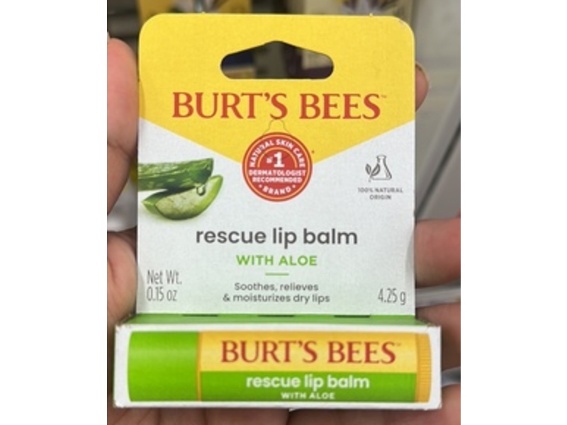 Burt's Bees Rescue Lip Balm, Aloe, 0.15 oz/4.25 g