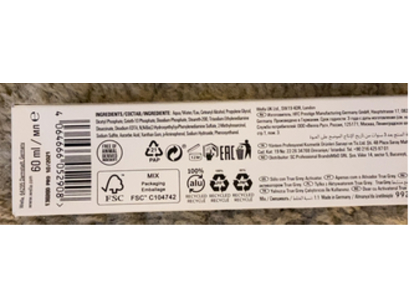 Wella True Grey Hair Color, Graphite Shimmer Dark, 60 mL