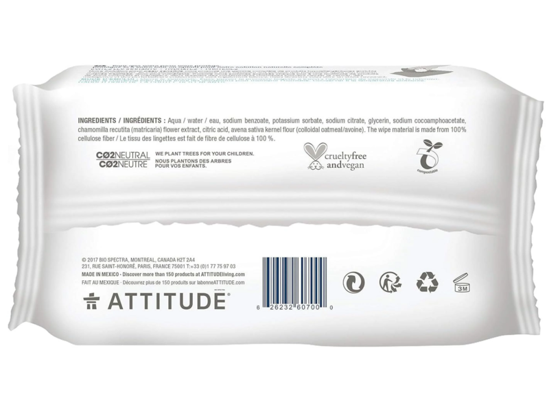 Attitude Baby Bebe Natural Baby Wipes, 72 Count