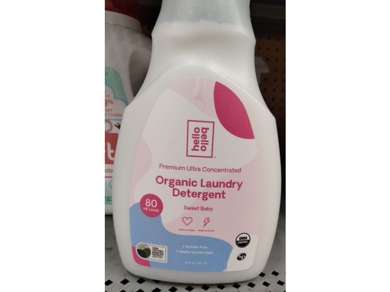Hello Bello Organic Laundry Detergent, Sweet Baby, 80 Loads, 50 fl oz/1.47 L, 2 Count