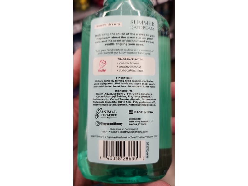Scent Theory Foaming Hand Soap, Summer Daydream, 11 fl oz/325 mL