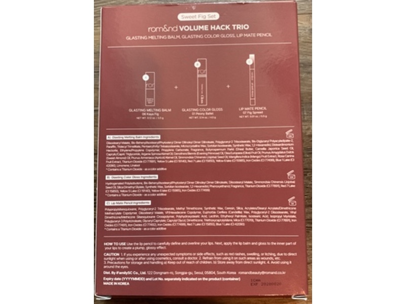 Rom&nd Volume Hack Trio Lip Balm, Gloss & Pencil, Sweet Fig