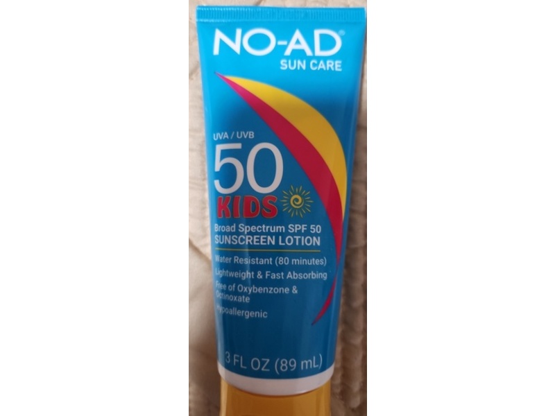 NO-AD Kids Sunscreen Lotion, SPF 50, 3 fl oz/89 mL
