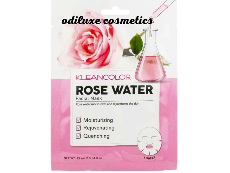 Kleancolor Facial Mask, Rose Water, 0.84 fl oz/25 mL, 1 Count