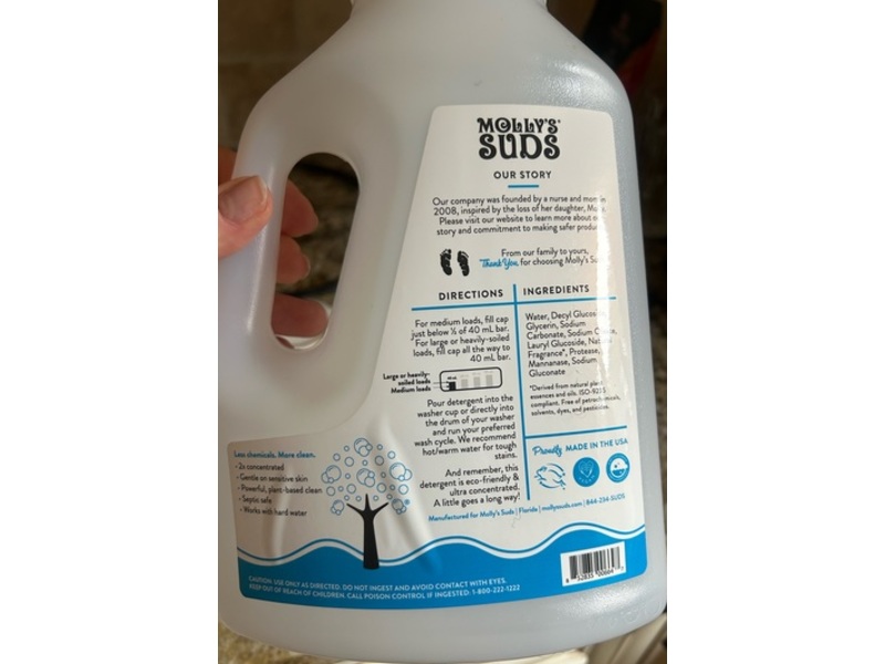 Molly's Suds Laundry Detergent, Peppermint, 100 Loads, 52 fl oz