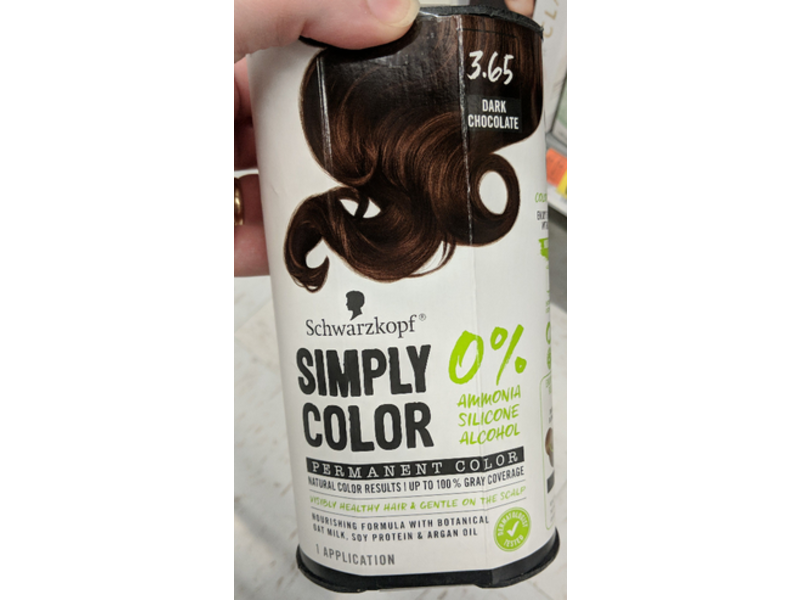 Schwarzkopf Simply Color Permanent Color, 3.65 Dark Chocolate, 1 Application