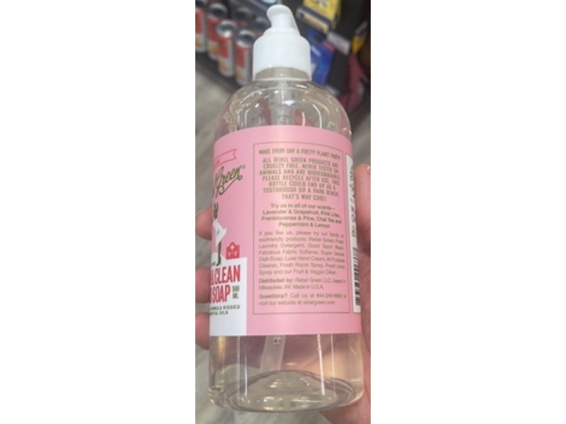 Rebel Green Fresh & Clean Hand Soap, Pink Lilac, 16.9 fl oz/500 mL