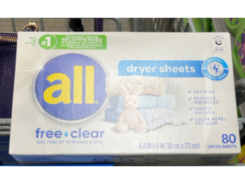 All Fabric Softener Dryer Sheets, 80 Count