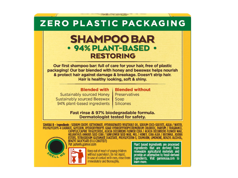 Garnier Whole Blends Shampoo Bar, Honey Treasures, 2 oz/60 g