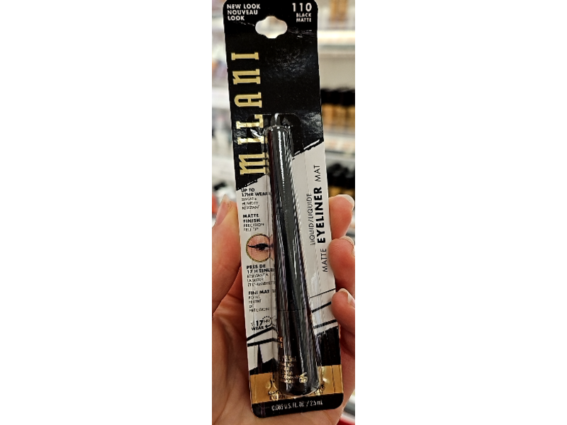 Milani Stay Put Matte Liquid Eyeliner, Black Matte, 0.085 fl oz/2.5 mL