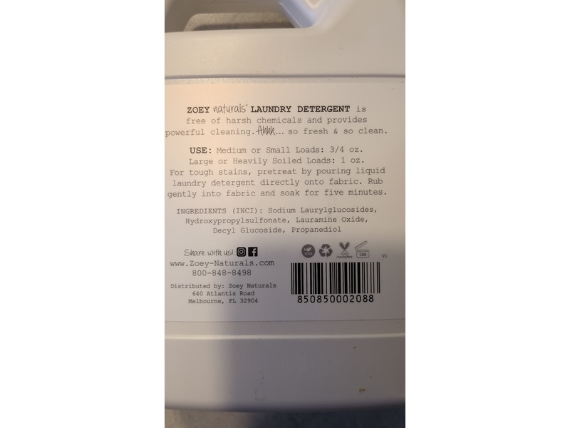 Zoey Naturals Laundry Detergent, Free & Clean, 42 Loads, 32 fl oz/946 mL