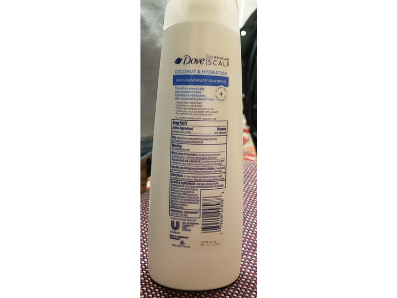 Dove Dermacare Scalp Anti-Dandruff Shampoo, Coconut & Hydration, 12 fl oz/355 mL