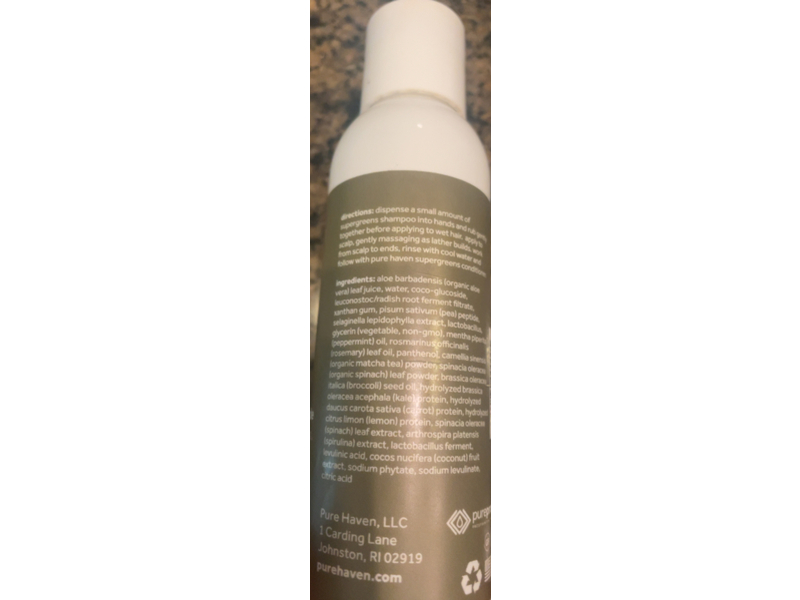 Purehaven Supergreens Shampoo, Kale Match Tea & Rosemary Mint,3.4 oz/96 g
