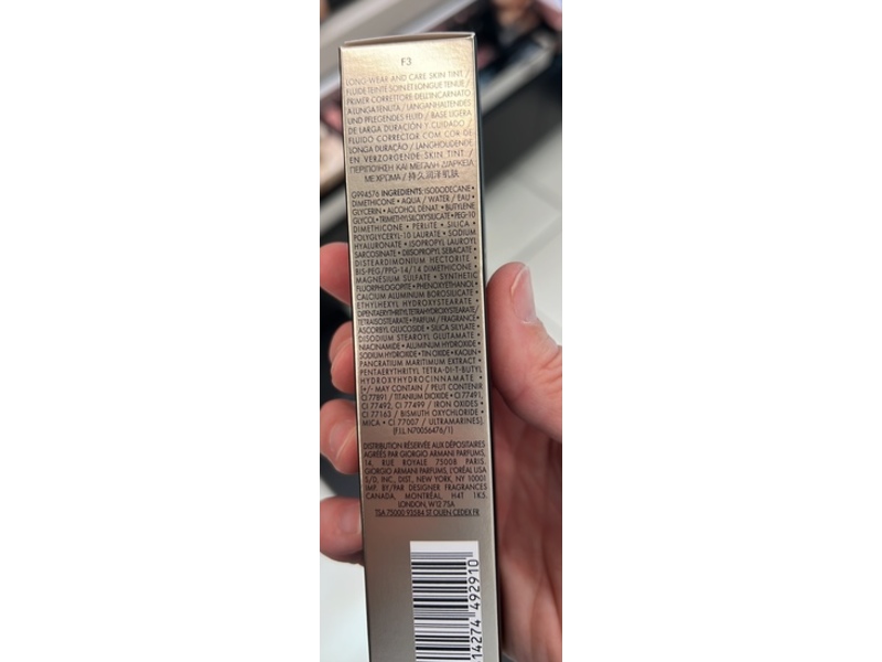 Armani Beauty Long-Wear & Care Skin Tint, F3, 1 fl oz/30 mL