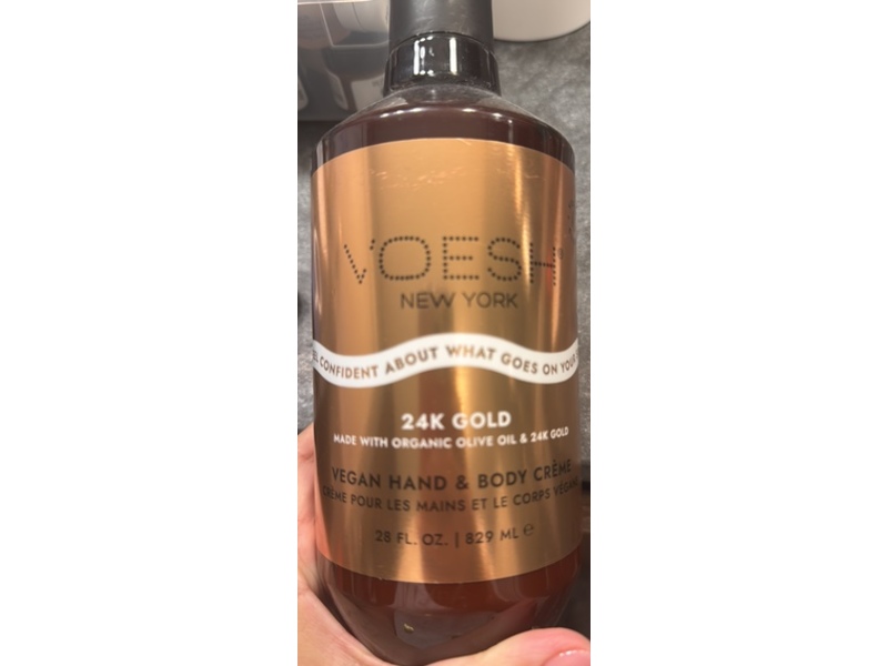 Voesh New York Vegan Hand & Body Cream, 24k Gold, 28 fl oz/829 mL