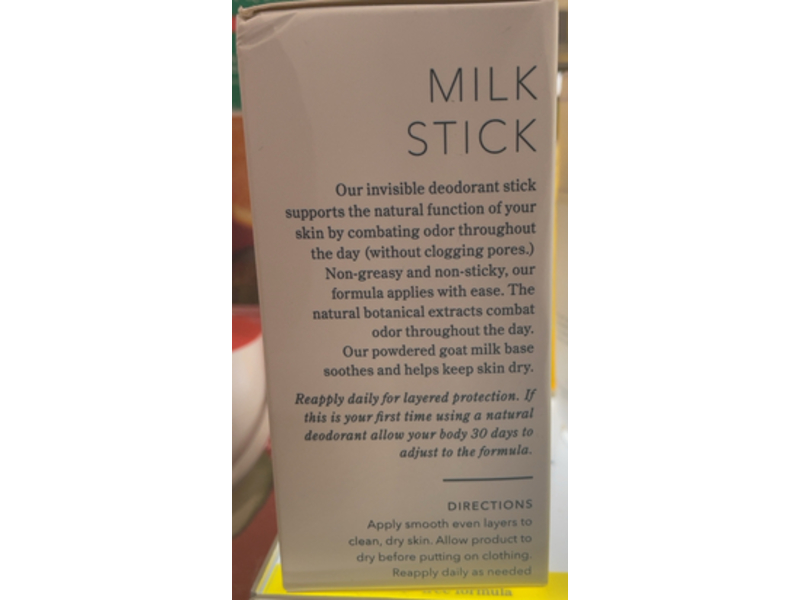 Beekman 1802 Milk Stick Invisible Deodorant, Aluminum & Baking Soda Free, 2.5 oz/75 g