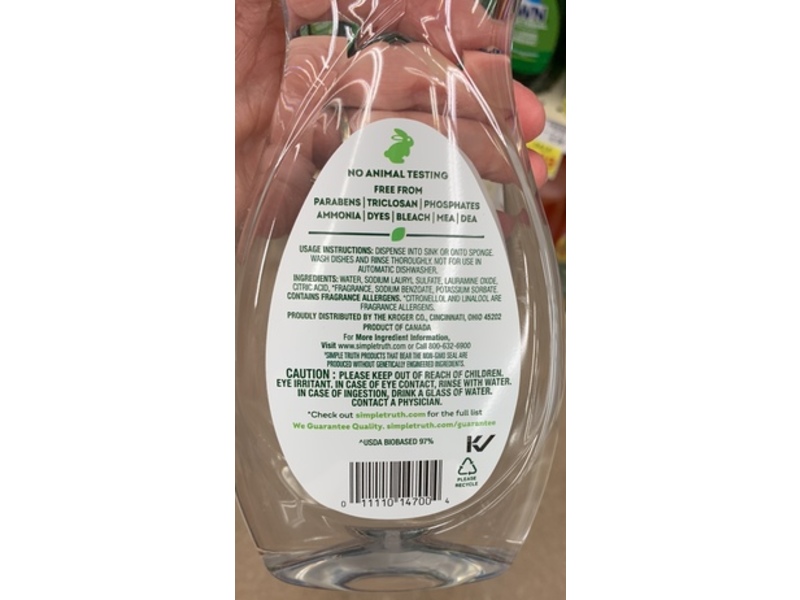 Simple Truth Liquid Dish Soap, Waterlily Jasmine, 19 fl oz/561 mL