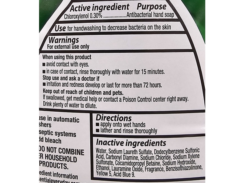 Essential Everyday Dishwashing Liquid Antibacterial Hand Soap, Green Apple, 24 fl oz/709 mL