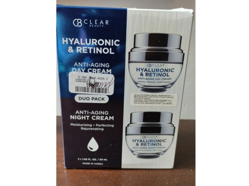 Clear Beauty Anti-Aging Night Cream, Hyaluronic & Retinol, 1.69 fl oz/50 mL, Pack Of 2