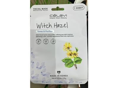 Celavi Facial Mask, Witch Hazel, 0.74 fl oz/20 g