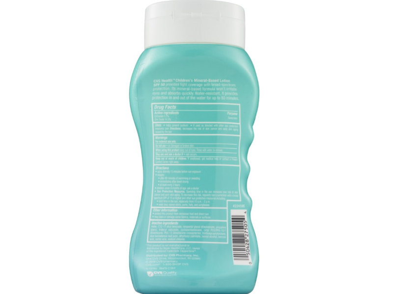 CVS Health Children's Mineral-Based Sunscreen Lotion, SPF 50, 6 fl oz/177 mL