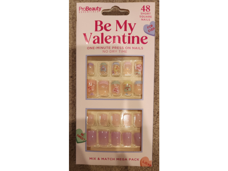 Pro Beauty Press On Nails, Be My Valentine, 48 Count