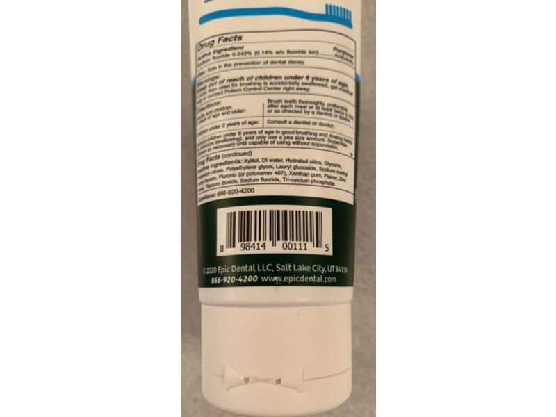 Epic Dental Spearmint Toothpaste, Fluoride, 4.9 oz