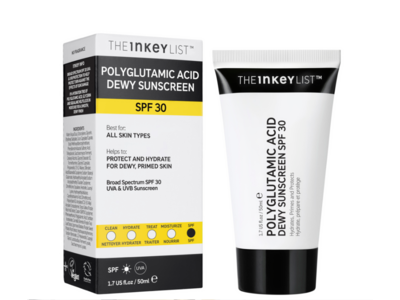 The Inkey List Dewy Sunscreen, Polyglutamic Acid, SPF 30, 1.7 fl oz/50 mL