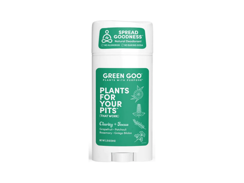 Green Goo Plants For Your Pits Natural Deodorant, Clarity + Focus, 2.25 oz/64 g
