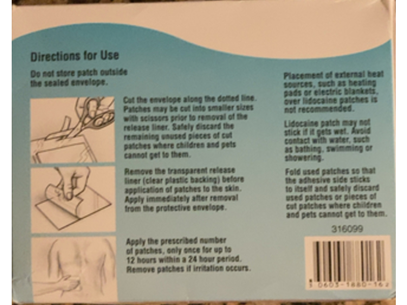 Lidocaine Patch, 5%, 30 Count, Par Pharmaceutical