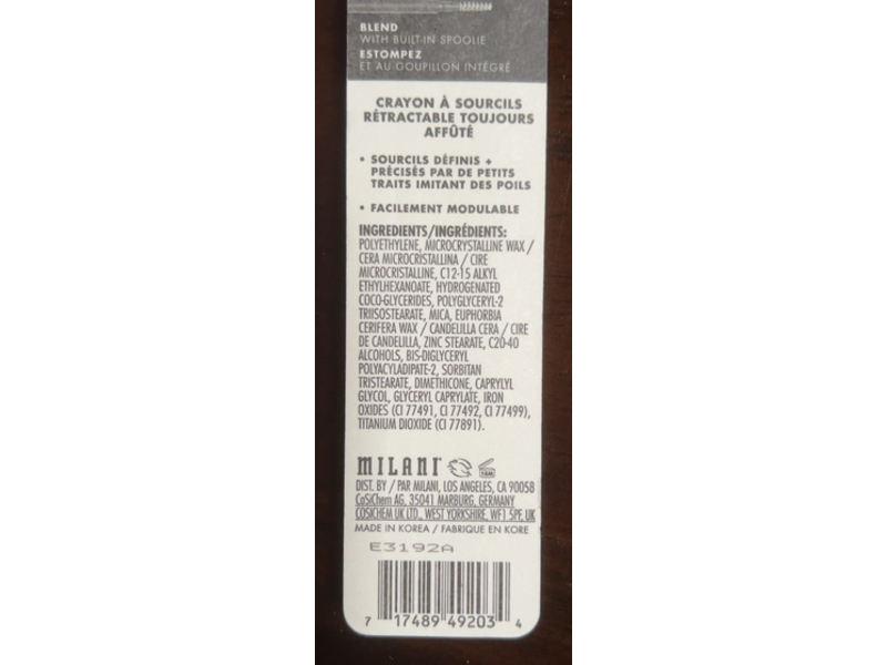 Milani Precision Brow Pencil, 130 Soft Brown, 0.0018 oz/0.05 g