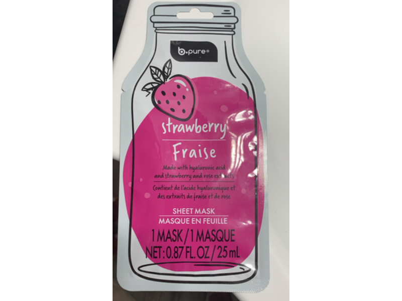B.Pure Sheet Mask, Strawberry Fraise, 0.87 fl oz/25 mL