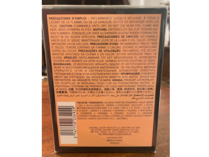 Lancome Tresor L' Eau De Parfum, 3.4 fl oz/100 mL