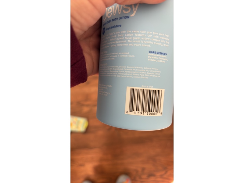 Dewsy Down Deep Body Lotion, Fragrance Free, 16 fl oz/473 mL