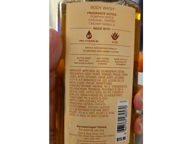 Bath & Body Works Pumpkin Swirl Cake Body Wash, Pro Vitamin B5 + Aloe, 10 fl oz/295 mL
