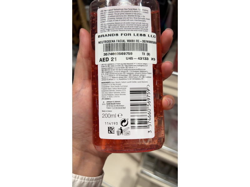 Neutrogena Visibly Clear Facial Wash, Pink Grapefruit, 200 mL