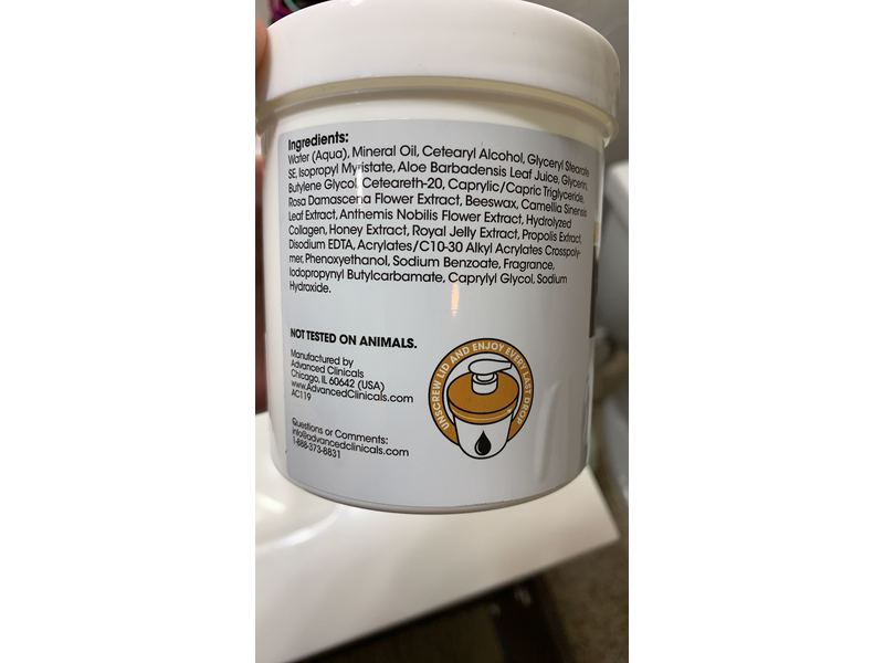 Advanced Clinicals Manuka Honey Cream, 16 fl oz/454 g