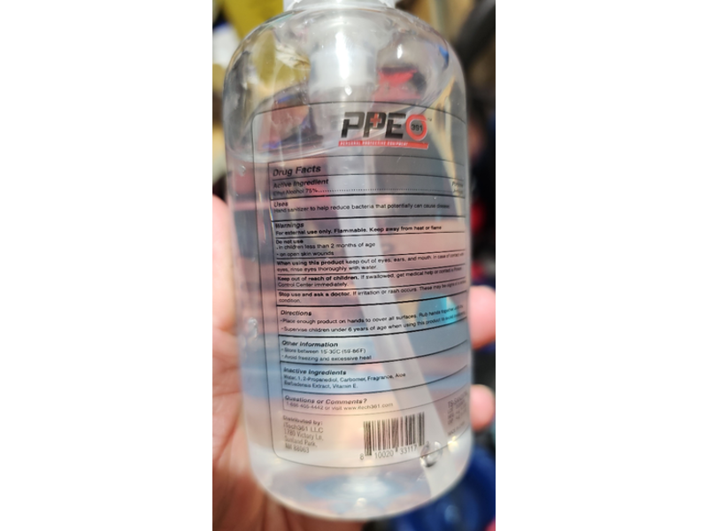 PPE 361 Hand Sanitizer, Ethyl Alcohol, 8 fl oz/237 mL