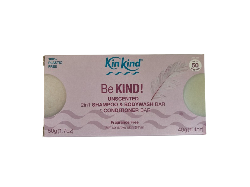 KinKind Be Kind 2 In 1 Shampoo & Bodywash Bar & Conditioner Bar Set, Fragrance Free
